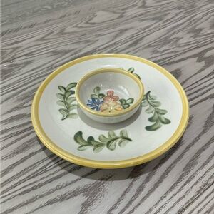 Louisville Stoneware Floral Chip and Dip Platter